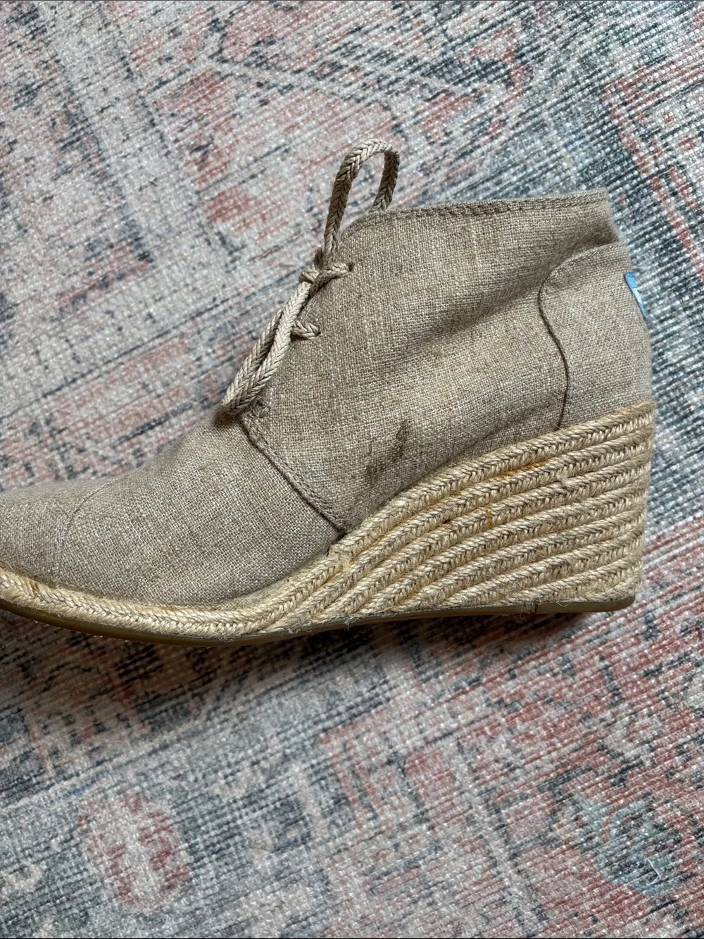 Tom’s Desert Lace-Up Wedge Booties - Neutral Size 11